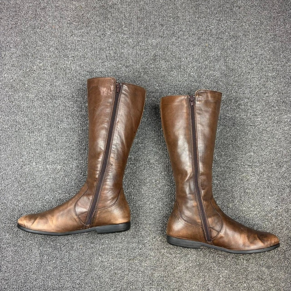 Born Brown Leather Side Zip Tall Campus Riding Boots Womens Size 8 - Picture 3 of 7